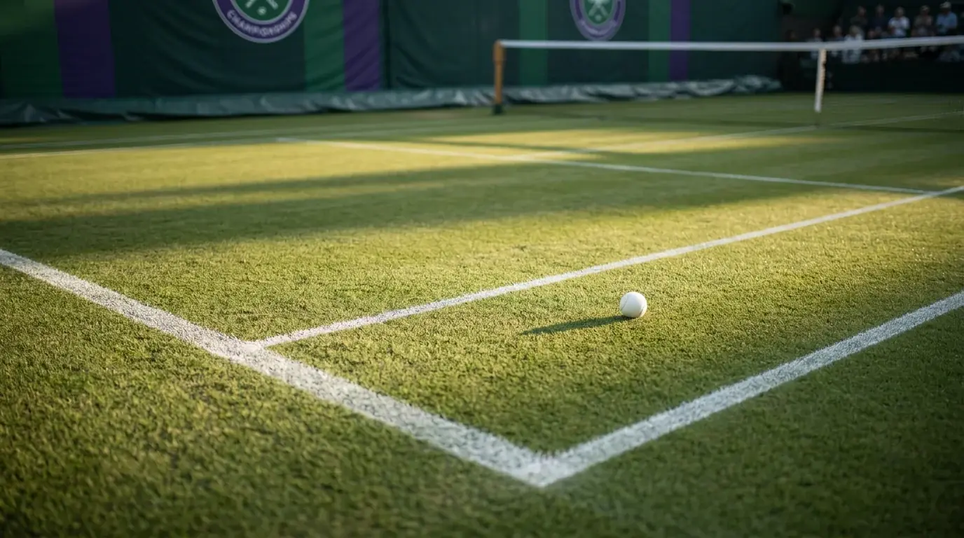 Pista central de Wimbledon con la hierba característica del All England Club durante un partido del cuadro individual